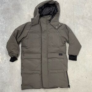 Zara Boys Hooded Puffer Jacket Olive Green Size 6